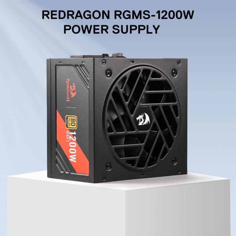 Redragon RGMS-1200W PRO 80+ Gold 1200 Watt Power Supply w/Upgraded ATX 3.1 & PCIe 5.1 Fully Modular, Compact 150mm Size, Smart ECO Low Noise Fan, 100% Japanese Capacitors, Full Mod Cables - Image 3