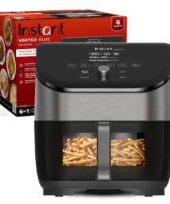 Instant Vortex Plus 6QT Air Fryer with Odor Erase Technology, 6-in-1 Functions that Crisps, Roasts, Broils, Dehydrates, Bakes & Reheats, 100+In-App Recipes, from the Makers of Instant Pot,1700W,Black