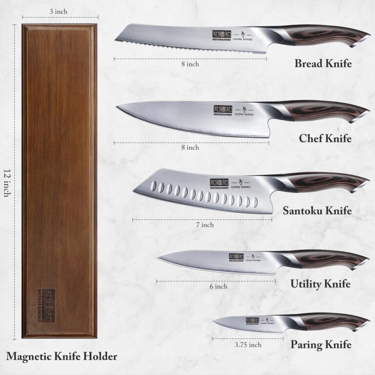 HOSHANHO Knife Set with Magnetic Knife Holder, 6 Pieces Japanese High Carbon Stainless Steel Kitchen Knife Sets, Ultra Sharp Professional Chef Knives Sets - Image 8
