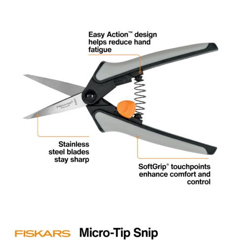 Fiskars 15pc Micro-Tip Pruning Snip Set, Precision Stainless Steel Blades, Softgrip Handles for Deadheading, Trimming & Shaping Small Plants - Image 7