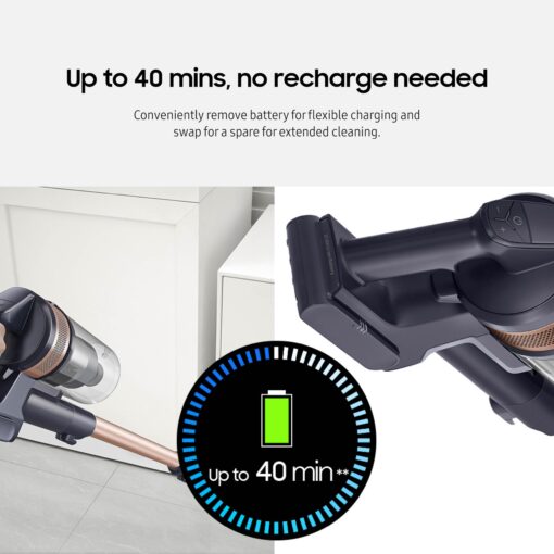 SAMSUNG Jet 60 Pet Cordless Stick Vacuum Cleaner w/ Removable Battery, Advanced Floor Cleaning, Jet Fit Brush to Clean Hardwood, Carpet and Tile, Lightweight Design, VS15A6032R7, Rose Gold - Image 12
