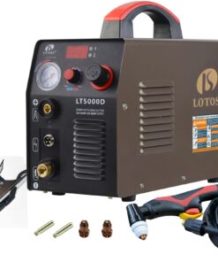 LOTOS LT5000D Plasma Cutter, 2024 Upgraded 5/8 inch 16mm Clean Cut 3/4 inch 20mm Severance Cut 50A Plasma Metal Cutter Machine, Plasma Cutting Equipment, Dual Voltage 120V or 240V, Brown