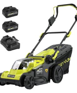 SEYVUM 40V 16-inch Cordless Lawn Mower with 45L Grass Collection Bag, 6 Position Height Adjustment Electric Lawn Mower, 2 x 20V 4.0Ah Battery Powered Push Lawnmower, 2.4A Fast Charger Included
