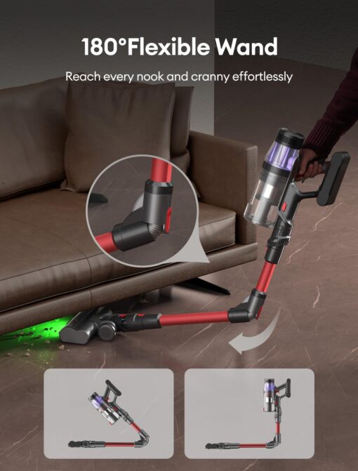Ultenic Cordless Vacuum Cleaner, 550W/50Kpa, 60Mins Runtime, Stick Vacuum Cordless Rechargeable with 180°Bendable Wand, Anti-Tangle Brush, Vacuum Cleaners for Home/Pet Hair/Carpet/Floor U16 - Image 7