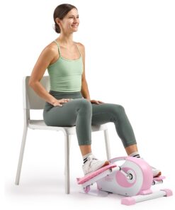 Sunny Health & Fitness Smart Pink Under-Desk Elliptical Trainer, Mini Pedal Exerciser for Home/Office Workout, Portable Machine for Seniors Training, Exclusive Bluetooth Link to SunnyFit App - P2420