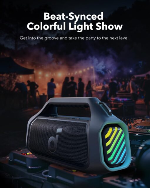 soundcore Boom 2 Plus By Anker, Outdoor Speaker, 140W, 2+2 Channel, BassUp 2.0, 20H Playtime, Fast Charge, IPX7 Waterproof, RGB Lights, Power Bank, Bluetooth 5.3, Portable for Outdoors, Camping, Beach - Image 5