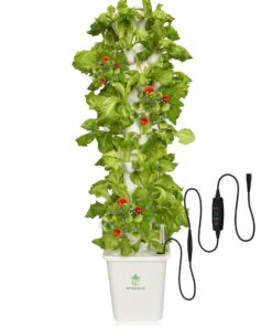 DPROOTS Hydroponic Tower Growing System，45 Pods Vertical Garden，Suitable for Indoor and Greenhouse, Grow Herbs and Vegetables，Houseplant Farming with Water Circulation and Automatic Timer