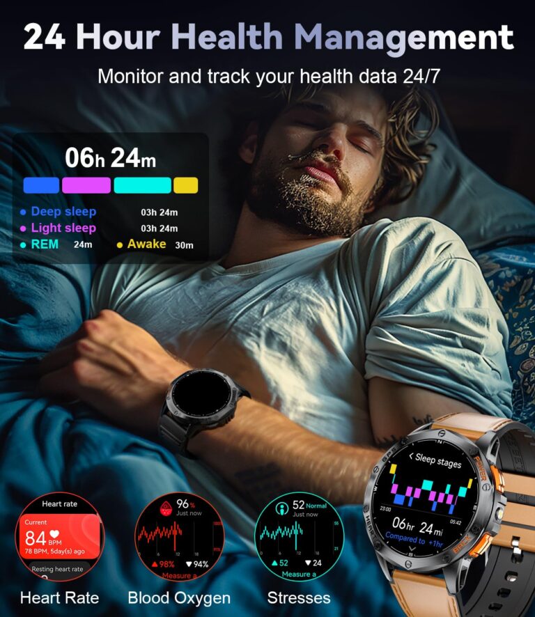 LIGE GPS Military Smart Watch for Men (Answer/Make Calls), 100+ Sports Modes Fitness Smart Watch, LED Flashlight/Compass/45 Days Battery/IP68 Waterproof 1.43'' AMOLED Smartwatch for Android iOS - Image 4