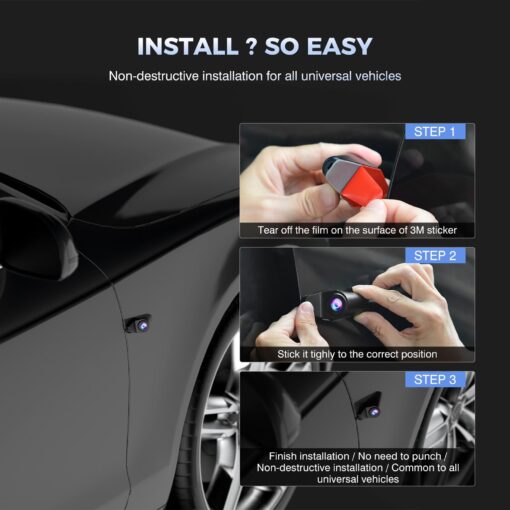 PRUVEEO 12'' Rear View Mirror Camera,360 View 4 Channel Mirror Dash Cam Detached Camera for Cars，FHD1080Px4,Dash Cam Front and Rear Side(Left,Right),Night Vision,GPS,Parking Monitor,Free 128GB Card - Image 6