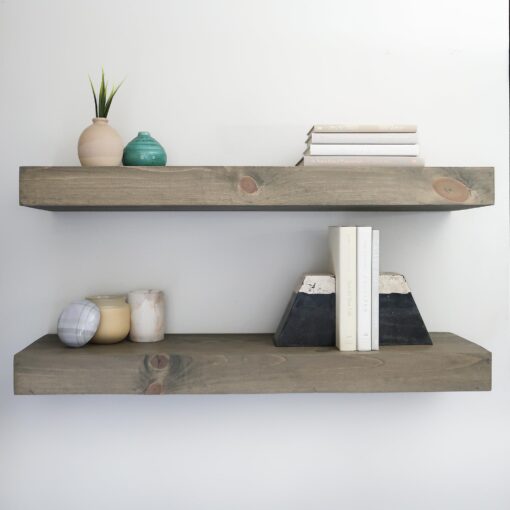 Urbandi Modern Floating Shelves 3 Inches Thick for Wall, Wide Shelves for Kitchen, Living Room, Bedroom, and Bathroom, Natural Pine Wood, Rustic Wooden Shelf, (Set of 2) (Aged Barrel, 48Lx3Hx8D) - Image 8
