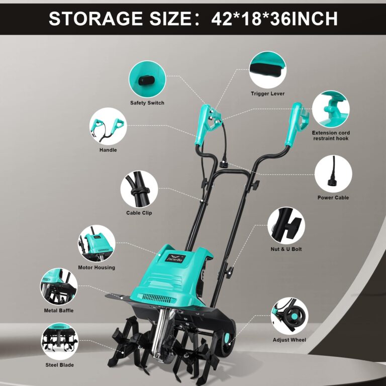 IncwBo Tiller Cultivator 17 inch 15 Amp 6 Steel Tines Tillers for Gardening Electric Rototiller for Garden Yard - Image 2