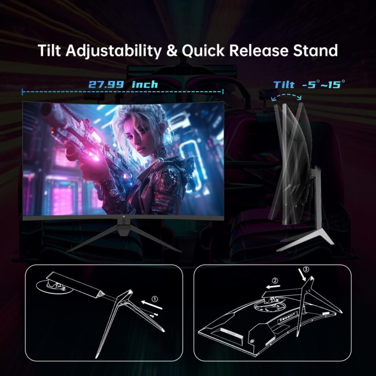 KTC 32 Inch Curved Gaming Monitor, FHD 1080P 165Hz PC Monitor, 1500R, 122% sRGB with HDR, FreeSync Premium, HDMI 2.0x2, DisplayPort 1.4, VESA Compatible, Tilt Adjustable, Eye Care, H32S17C - Image 2