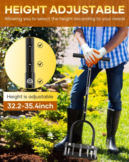 Saker 22V Cordless Electric Garden Tiller & Lawn Aerator Tool Combo, Lightweight Rototiller for Soil Preparation, Weeding, 9-Inch Tilling Width, 6.3-Inch Depth + 15-Spike Manual Aerator for Yard, Gard - Image 4