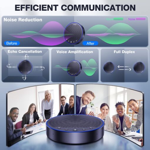 EMEET Bluetooth Speakerphone M3, Zoom Certified 4 AI Mics 360°Voice Pickup 18H Talk Time Conference Speaker and Microphone, USB/Bluetooth Conference Speaker w/Daisy Chain for 20 People for Zoom Teams - Image 8
