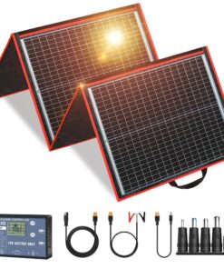 DOKIO 160W 18V Portable Solar Panel Kit (ONLY 9lb) Folding Solar Charger with 2 USB Outputs for 12v Batteries/Power Station AGM LiFePo4 RV Camping Trailer Car Marine……