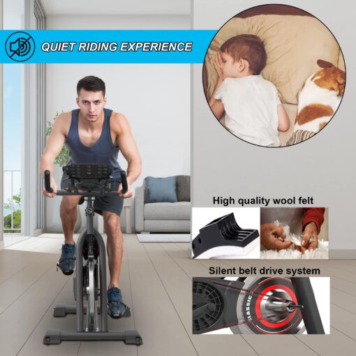 GOFLYSHINE Exercise Bikes Stationary,Exercise Bike for Home Indoor Cycling Bike for Home Cardio Gym,Workout Bike with pad Mount & LCD Monitor,Silent Belt Drive (Black-red) - Image 4