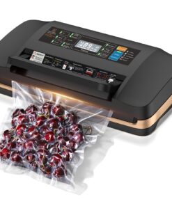 95kpa Vacuum Sealer Machine,Commercial Full Automatic Food Sealer,Powerful Sealing System with Double Heat Seal,Bags Storage, Easy-Lock Handle,Build-in Cutter,1 Bag Rolls and 10 pcs Pre-cut Bags