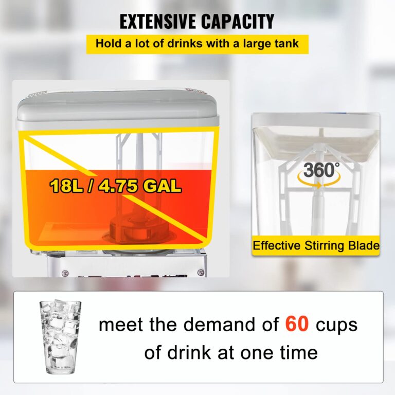 VEVOR 110V Commercial Beverage Dispenser,4.8 Gallon 18L Juice Dispenser Commercial,200W Stainless Steel Food Grade Material Ice Tea Drink Dispenser,Equipped with Thermostat Controller - Image 7
