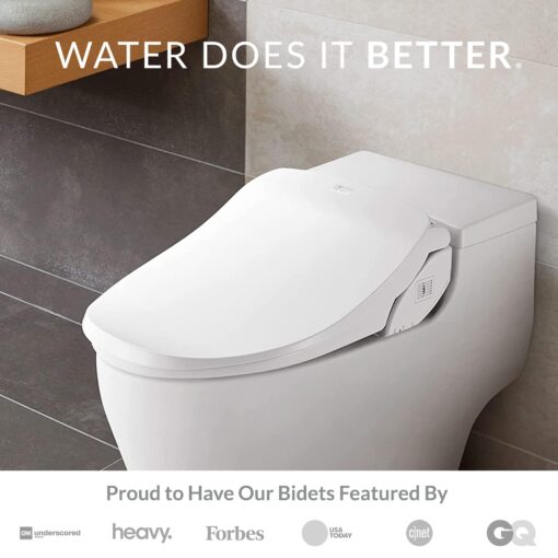 Bio Bidet Slim Two Electric Bidet Toilet Seat Elongated, Warm Water, Heated Seat, Night Light, Front and Rear Wash, Wireless Remote Control, White - Image 5