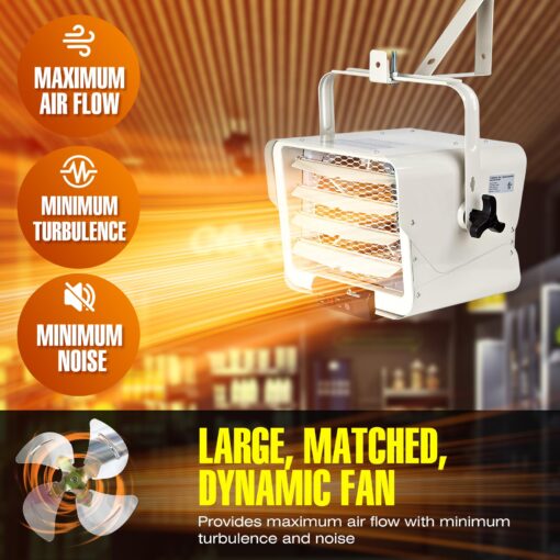DR. INFRARED HEATER NEW Upgraded DR-975 7500-Watt 240-Volt Hardwired Shop Garage Electric Heater, Wall/Ceiling Mounted with Remote Controlled Thermostat White - Image 4
