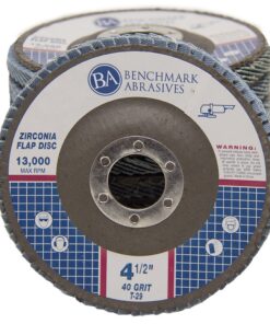 Benchmark Abrasives 4.5" x 7/8" Premium Zirconia T29 Curved Flap Discs 4 1/2 for Angle Grinder, Sanding Discs, Finishing, Rust, Stock Removal- Grinding Wheels 4 1/2 Inch (100 Pack) - 40 Grit
