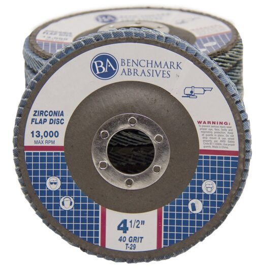 Benchmark Abrasives 4.5" x 7/8" Premium Zirconia T29 Curved Flap Discs 4 1/2 for Angle Grinder, Sanding Discs, Finishing, Rust, Stock Removal- Grinding Wheels 4 1/2 Inch (100 Pack) - 40 Grit