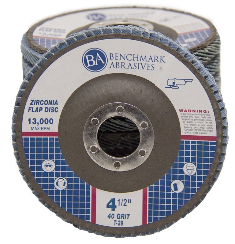 Benchmark Abrasives 4.5" x 7/8" Premium Zirconia T29 Curved Flap Discs 4 1/2 for Angle Grinder, Sanding Discs, Finishing, Rust, Stock Removal- Grinding Wheels 4 1/2 Inch (100 Pack) - 40 Grit