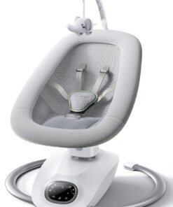 Momcozy CocoSway Baby Swing for Infants to Toddler, 3D-Motion Electric Baby Swing with 6 Motions & 4-Speeds, Remote Control, Infant Swing with 8 Preset Lullabies for Baby Boy Girl Up to 20 lbs