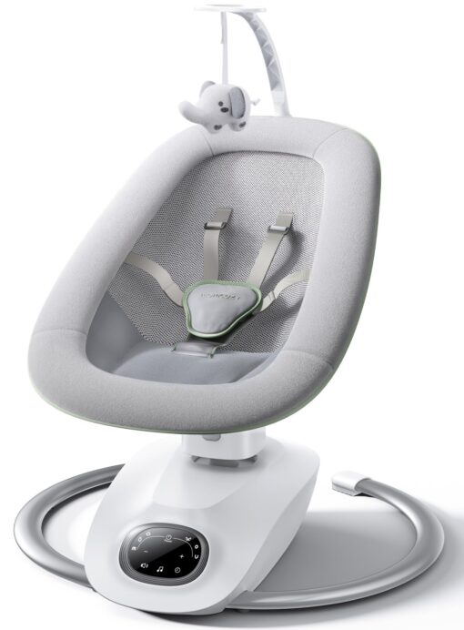Momcozy CocoSway Baby Swing for Infants to Toddler, 3D-Motion Electric Baby Swing with 6 Motions & 4-Speeds, Remote Control, Infant Swing with 8 Preset Lullabies for Baby Boy Girl Up to 20 lbs