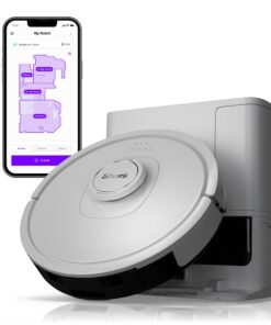 Shark IQ Robot Vacuum with Bagless Self-Empty 60 Day Capacity Base, Multi-Surface Cleaning, Powerful Suction, Pet Hair Pickup, for Carpets & Hardfloors, Home Mapping, White, RV2302AE