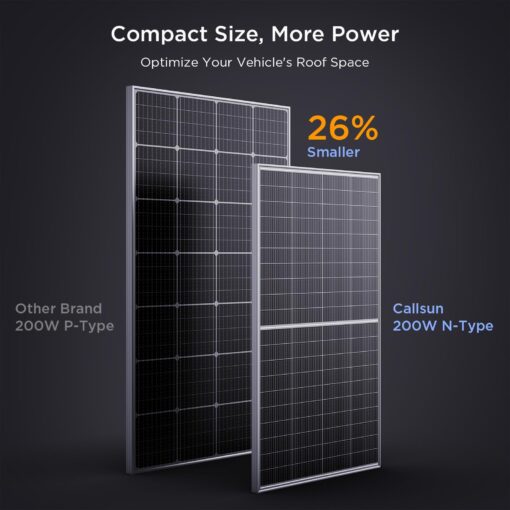 Callsun N-Type 16BB 200W Bifacial Solar Panel, 200 Watt Monocrystalline Solar Panel 12V, 25% High Efficiency PV Module, for RV Trailer Camper Marine Rooftop Home Power Station Off Grid (1 Pack Silver) - Image 4