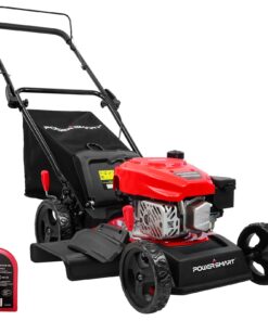 PowerSmart Lawn Mower Gas Powered, 17-Inch 144cc Engine 3-in-1 Walk-Behind Push Lawn Mower, Oil Included