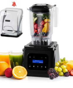 Countertop Commericial Blender, 1700W Motor, 61oz, Self-Cleaning, Noise Reduction, High-Speed, Quiet Performance Blender for Smoothies, Soups, Shakes, and Commercial Use