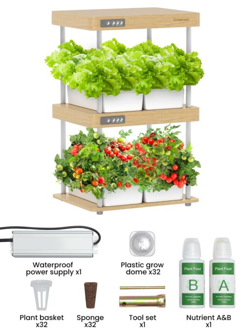 GROWNEER HydroEasy1.0 Hydroponics Growing System Kit, Beginner-Friendly Indoor Garden for Vegetable Fruit Herb, Solid Wood Design, Perfect Gift Idea, Full-Spectrum LED Lights for Maximum Growth - Image 2