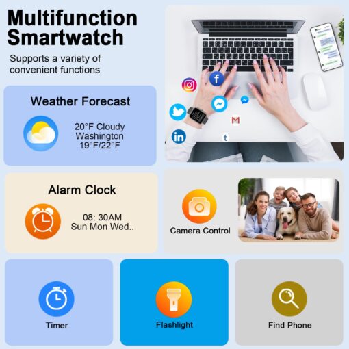 Smart Watch(Answer/Make Calls), 1.91" Smartwatches for Men Women, Fitness Tracker with 110+ Sport Modes, IP68 Waterproof, Heart Rate/Sleep/Spo2 Monitor, Pedometer, Activity Tracker for Android iOS - Image 3