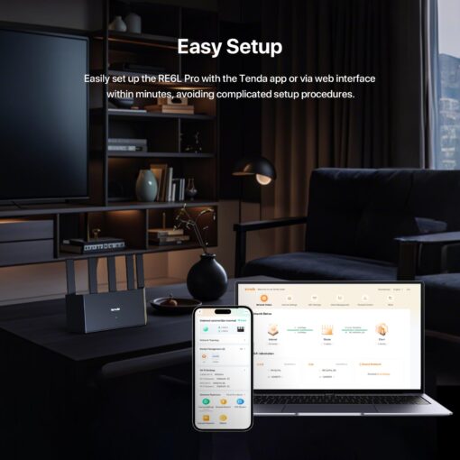 Tenda BE5100 Wi-Fi 7 Router – Dual Band Gigabit for Wireless Internet, 1x2.5G + 3x1G Ports, VPN, MLO, NFC, Easy Setup, Parental Control, Access Point Mode, Vertical WiFi (RE6L Pro) - Image 4