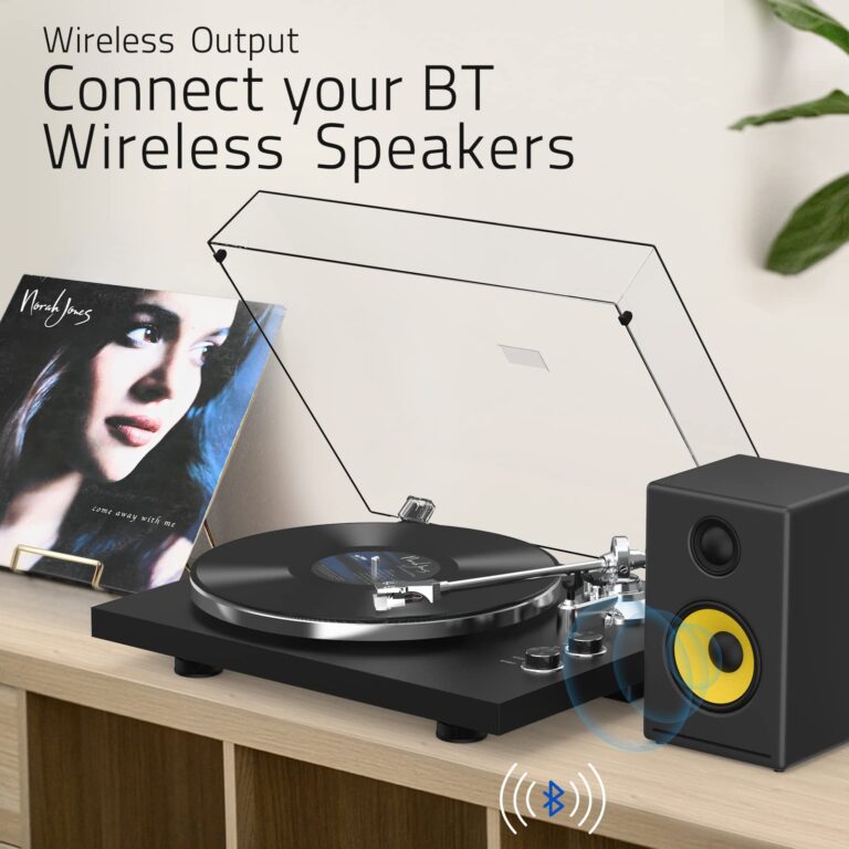 Turntables Belt-Drive Record Player with Wireless Output Connectivity, Vinyl Player Support 33&45 RPM Speed Phono Line USB Digital to PC Recording with Advanced Magnetic Cartridge&Counterweight Black - Image 4