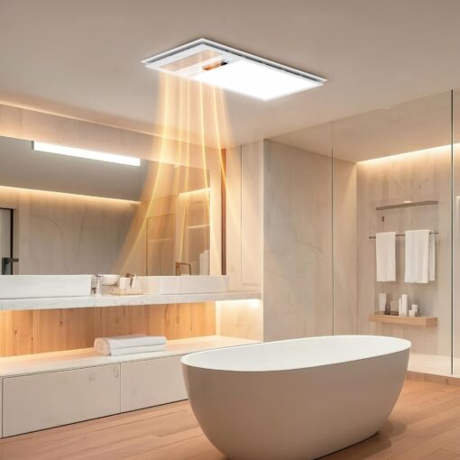 VallisCo Bathroom Exhaust Fan with Light and Heater, 4 in 1 Bathroom Fan with Heater, 1800W Heating Power, Remote Control, Quiet & Powerful for Ventilation, Lighting, Heating, and Drying - Image 2