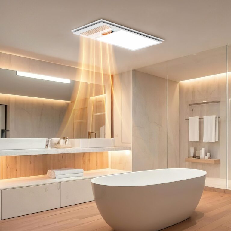 VallisCo Bathroom Exhaust Fan with Light and Heater, 4 in 1 Bathroom Fan with Heater, 1800W Heating Power, Remote Control, Quiet & Powerful for Ventilation, Lighting, Heating, and Drying - Image 2