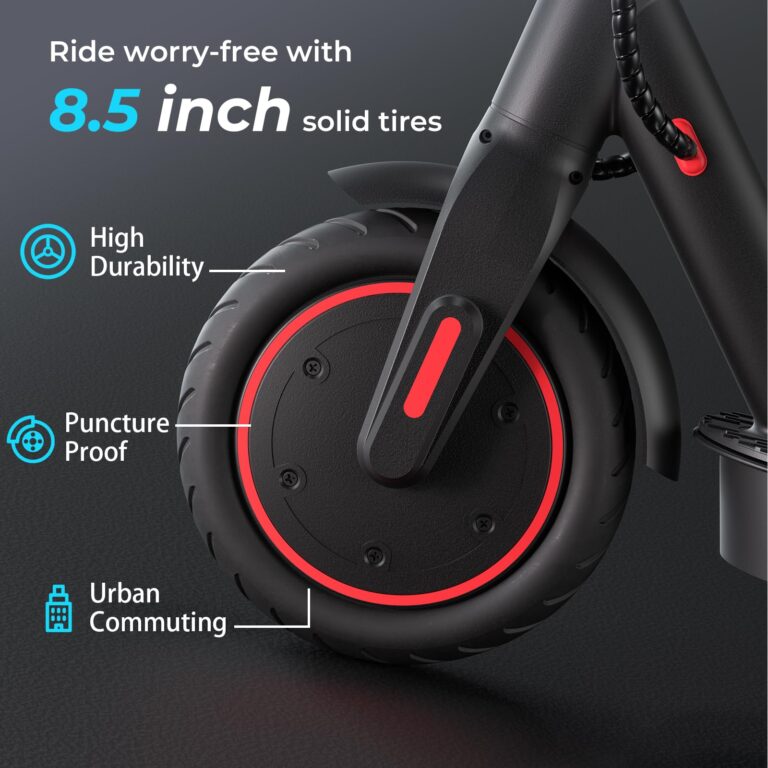 iScooter Electric Scooter 2024, 18Miles Travel Range, 19 Mph Top Speed, Foldable Scooter Electric with 8.5 Inch Solid Tire, Smart APP, Double Braking Systems for Teenage and Adults - Black - Image 6