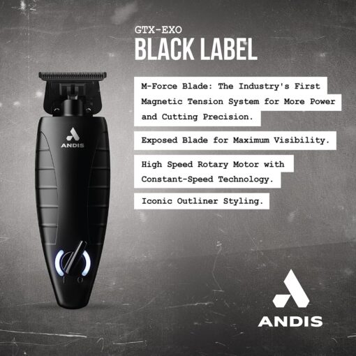 Andis GTX-EXO Black Label Special Edition, Professional Lithium-ion Electric Beard & Hair Trimmer, M-Force Technology, Cordless, Included Charging Stand, Black - Image 6