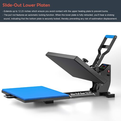 Delclynee 16" x 24" Slide Out Heat Press Machine for T Shirts, Clamshell Pull Out Lower Platen, Industrial-Quality Digital Sublimation Printer for Heat Transfer Vinyl - Image 6