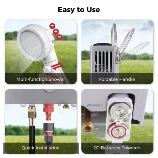 CAMPLUX Portable Water Heater 1.58 GPM, BW158G Propane Water Heater Outdoor, 41,000 BTU, Camping Shower, Easy to Install, Gray - Image 6
