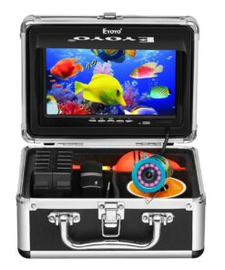 Eyoyo Underwater Fishing Camera 7 inch LCD Monitor Fish Finder Waterproof 1000TVL Fishing Camera 12pcs Infrared Lights for Lake, Boat, Ice Fishing