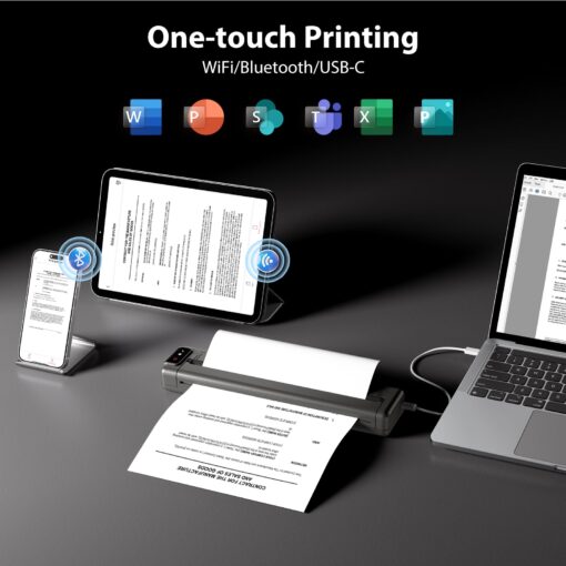 Phomemo Ultra-Light Q302 Portable Printer, Wireless Inkless Thermal, WiFi Bluetooth for US Letter/A4/A5/B5 Thermal Paper, Compact Printer, Compatible with Android iOS Phone & Laptop - Image 4