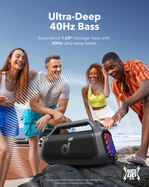 soundcore Boom 2 Plus By Anker, Outdoor Speaker, 140W, 2+2 Channel, BassUp 2.0, 20H Playtime, Fast Charge, IPX7 Waterproof, RGB Lights, Power Bank, Bluetooth 5.3, Portable for Outdoors, Camping, Beach - Image 7