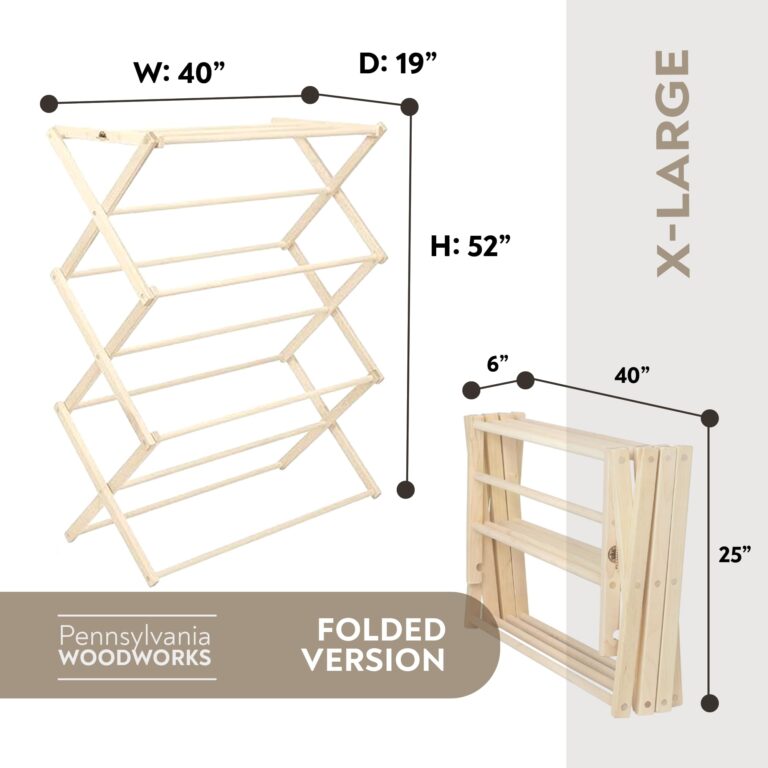 Pennsylvania Woodworks Premium American Maple Clothes Drying Rack - Handcrafted in Pennsylvania - Solid Wood Construction, Collapsible, Eco-Friendly Laundry Solution (X-Large) - Image 6