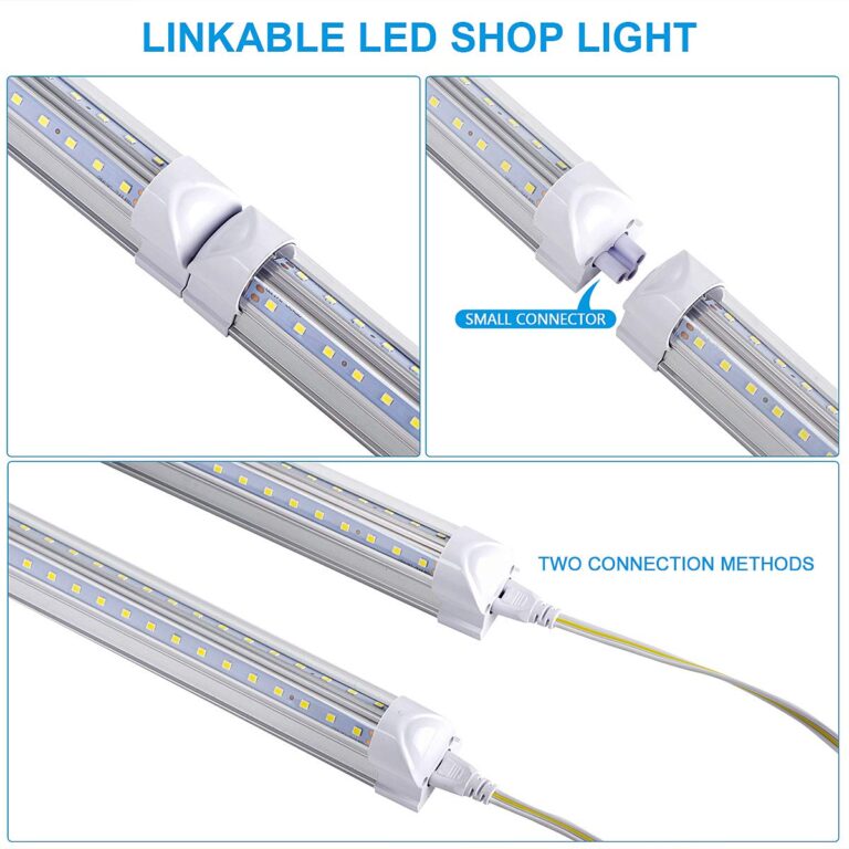 douyidou (12-Pack) 8ft LED Shop Light Fixture, 100W 15000LM 6000K, Cold White, V Shape, Clear Cover, Hight Output, Linkable Shop Lights, T8 LED Tube Lights for Garage 8 Foot with Plug - Image 6