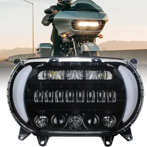 Atubeix Headlight LED Road Glide Motorcycle, Daytime Running Side Lights for 2015 2016 2017 2018 2019 2020 2021 2022 2023 Headlamp Replacement accessories(Black)