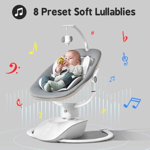 Baby Swing for Infants, Electric Baby Swing with Remote Control, 5 Motions & 4 Speeds, Infant Swings with 8 Lullabies, and 180° Rotating Seat, Indoor & Outdoor Use - Image 2
